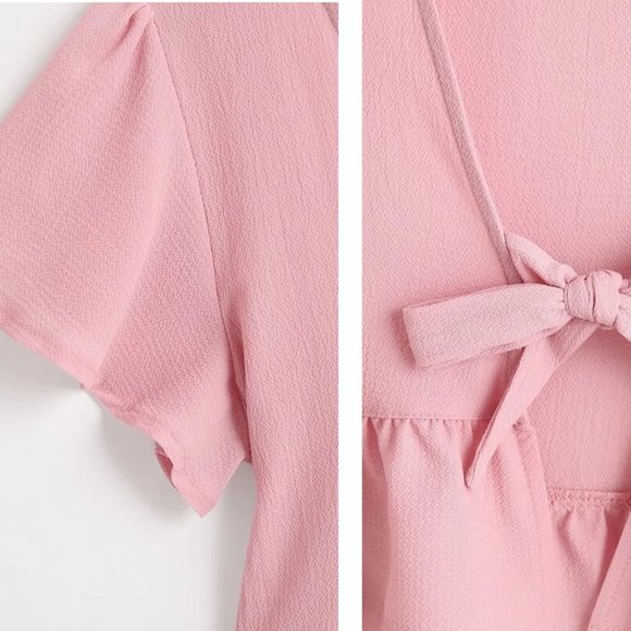 NEW!! Sizes M or L Ruffle Hem Tie Front Top - Picture 2 of 2